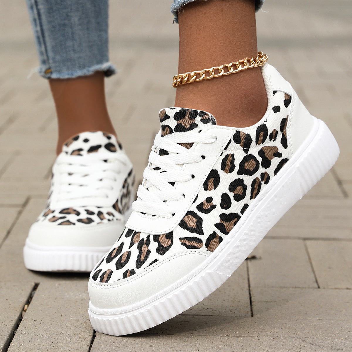 Damen Trendige Sneaker mit Tierdruck und bequemer Sohle
