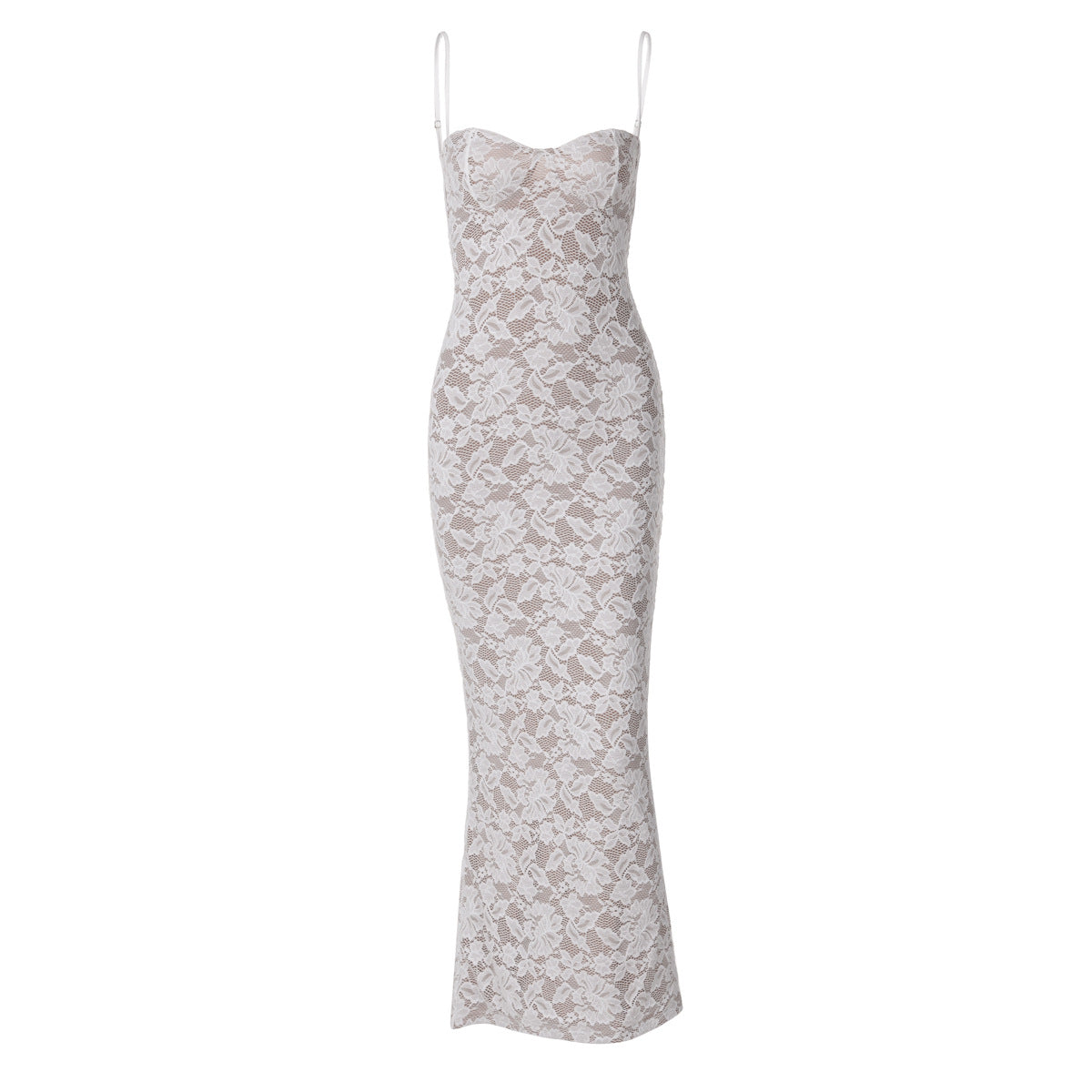 Damen Elegantes Spitzenkleid mit figurbetonter Silhouette und verstellbaren Spaghettiträgern R&B