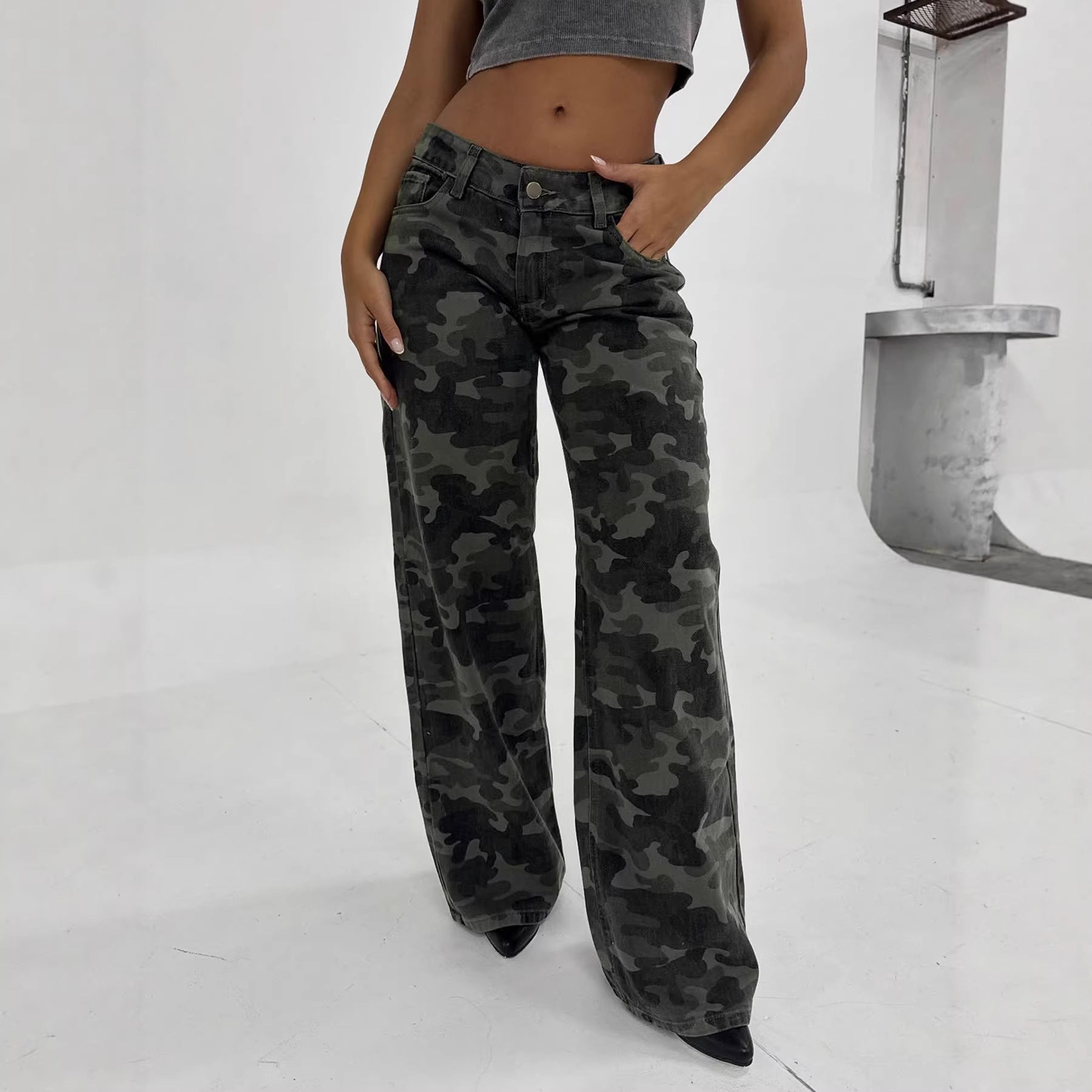 Damen Relaxed Fit Cargohose mit modischem Camouflage-Muster R&B