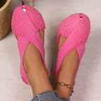 Damen Komfortable Ballerinas mit dekorativem Kreuzbanddesign R&B