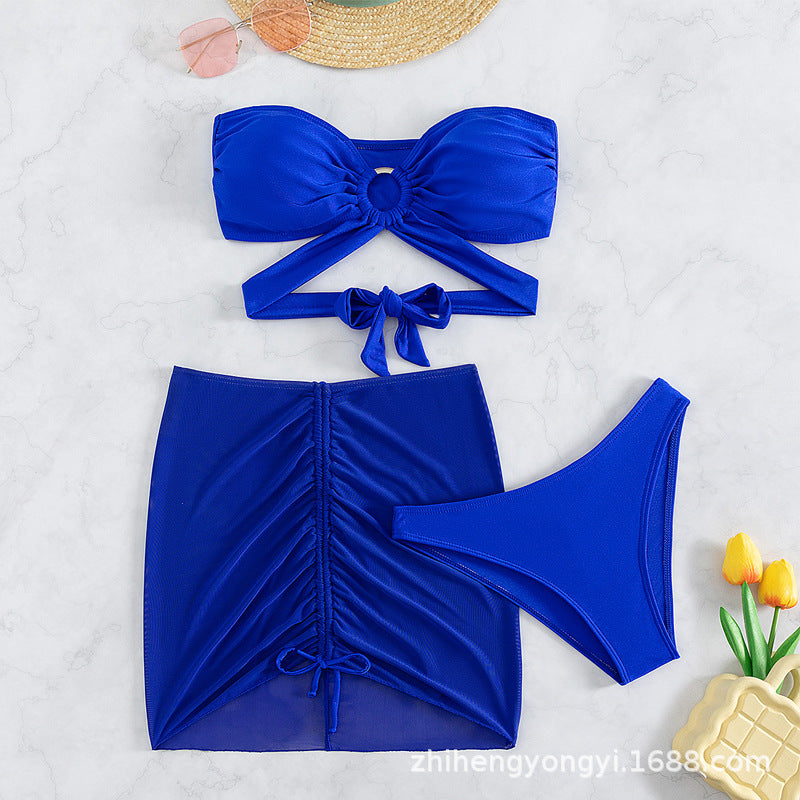Damen Bandeau-Bikini mit verspieltem Wickeldesign R&B