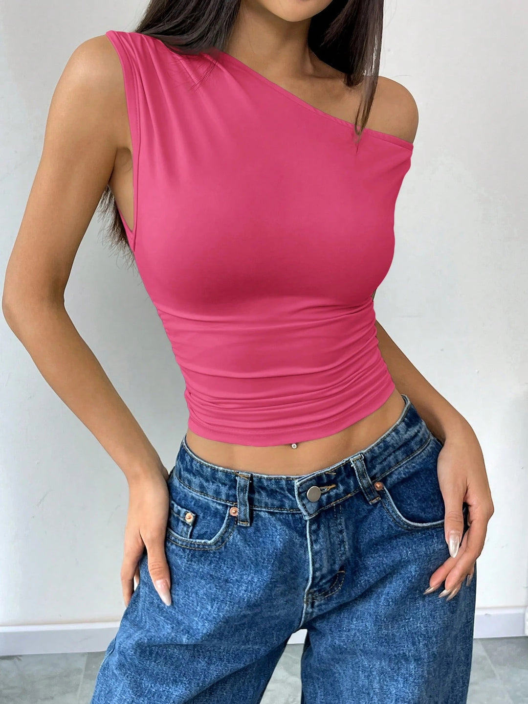 Damen asymmetrisches Top aus elastischem Material R&B