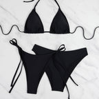 Damen Triangel-Bikini mit anpassbaren Bändern und hohen Beinausschnitten R&B
