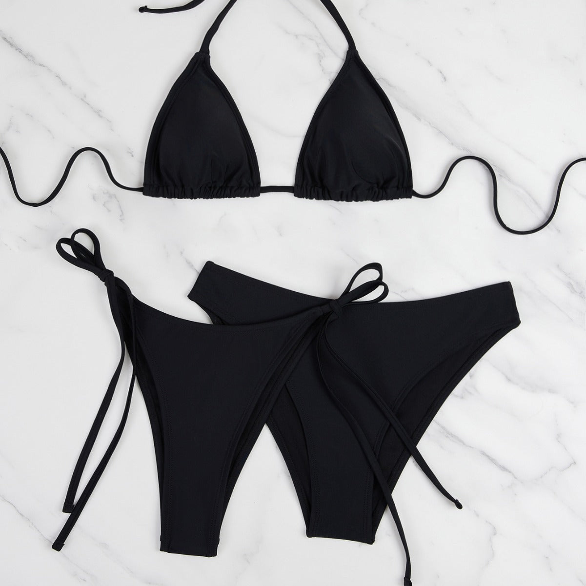 Damen Triangel-Bikini mit anpassbaren Bändern und hohen Beinausschnitten R&B
