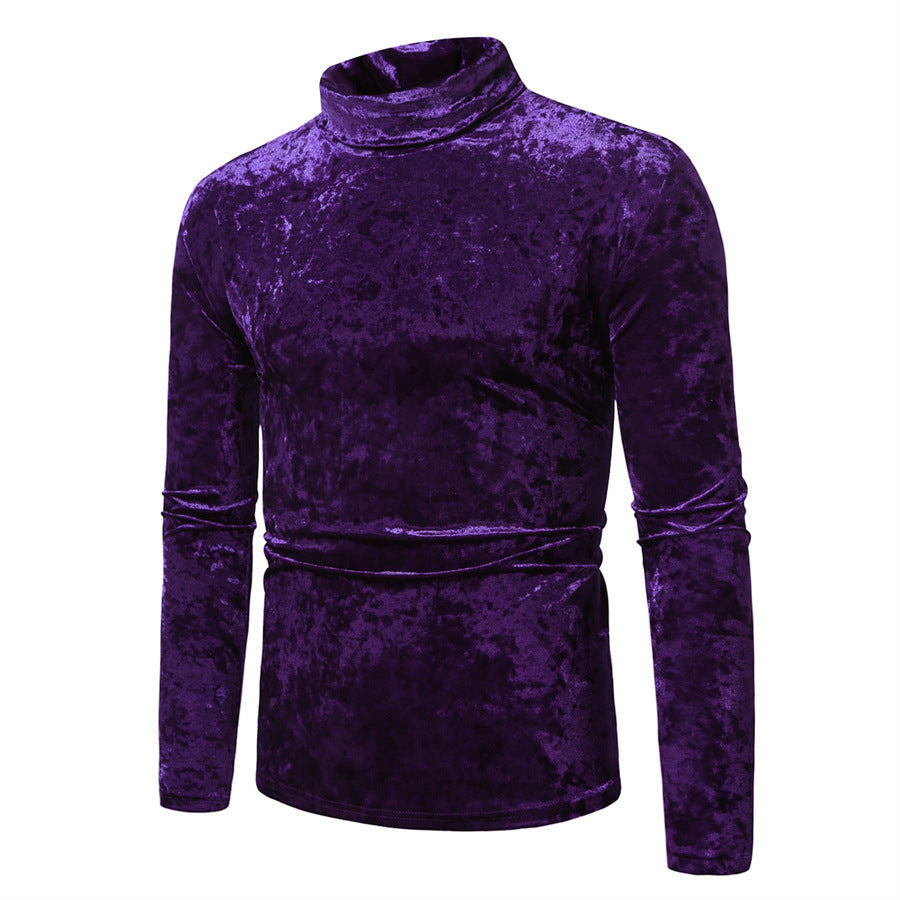 Herren eleganter Rollkragenpullover aus Samt R&B