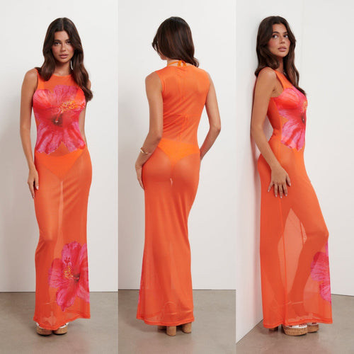 Damen luftiges Strandkleid mit floralem Design R&B