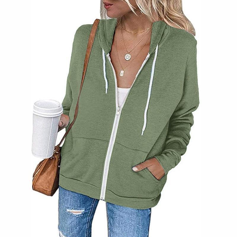 Damen Bequeme Kapuzenjacke mit durchgehendem Reißverschluss und großen Taschen R&B
