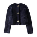 Damen Kuschelige Strickjacke mit großen Knöpfen und aufgesetzten Taschen