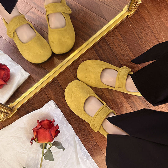 Damen Komfortable Ballerinas mit rutschfester Sohle und verstellbarem Klettverschluss R&B