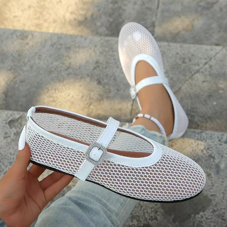 Damen Ballerinas mit elegantem Netzdesign und Kettenapplikation R&B