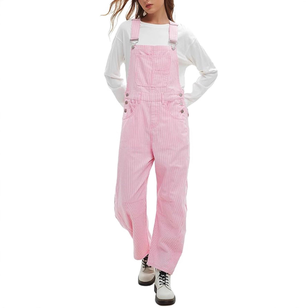 Damen nan weite Latzhose mit verstellbaren Trägern, großer Latztasche und seitlichen Druckknöpfen R&B