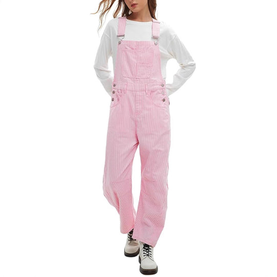Damen nan weite Latzhose mit verstellbaren Trägern, großer Latztasche und seitlichen Druckknöpfen R&B