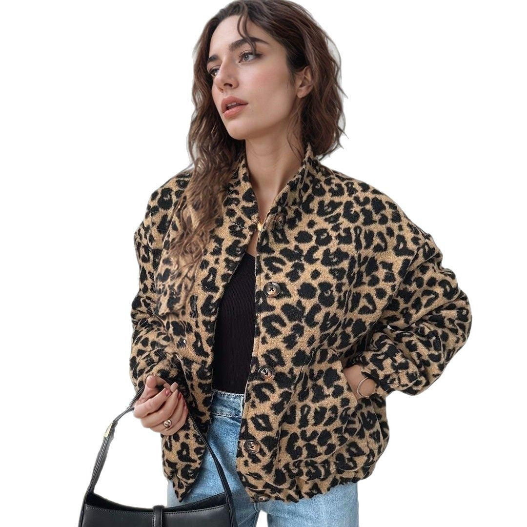 Damen modische Teddyjacke im Leopardenmuster R&B