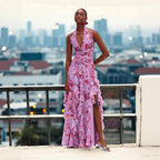 Damen Romantisches Maxi-Party Kleid mit voluminösen Rüschendetails EB
