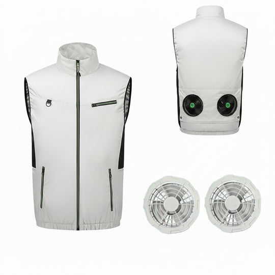 Unisex nan leichte Ventilationsweste mit dualem Lüfteranschluss, austauschbaren Filtern und wasserabweisendem Material R&B