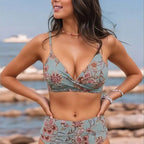 Damen Hochgeschnittener Bikini mit floralem Design R&B