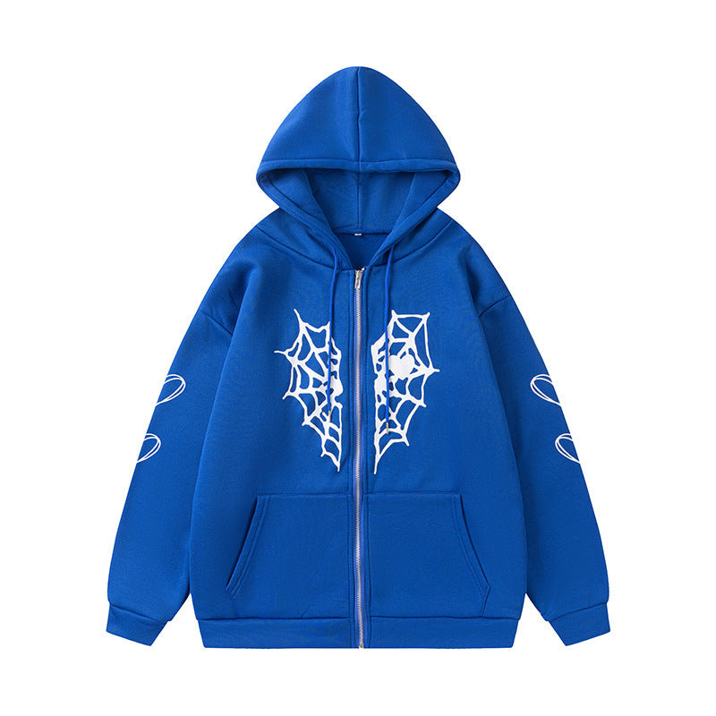 Damen Kapuzenjacke mit auffälligem Spinnenmotiv und praktischen Taschen R&B