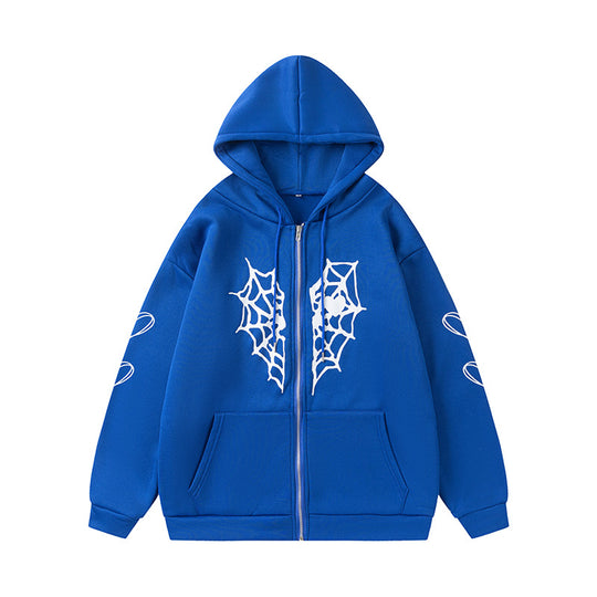 Damen Kapuzenjacke mit auffälligem Spinnenmotiv und praktischen Taschen R&B