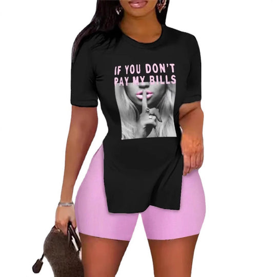 Damen T-Shirt und Shorts Set mit exklusivem Tierdruck R&B
