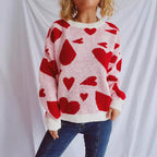 Damen oversized Pullover mit Herzmotiv R&B