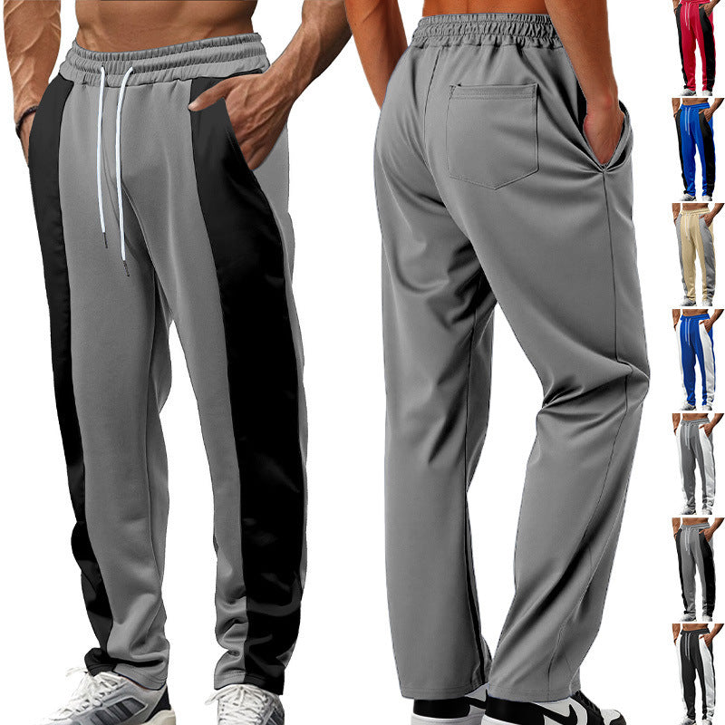 Herren nan sportive Trackpants mit seitlichen Kontrastbahnen elastischem Bund Kordelzug und Hirschstickerei R&B