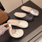Damen modische Mules mit glänzendem Obermaterial
