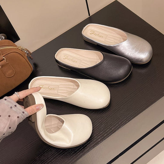 Damen modische Mules mit glänzendem Obermaterial R&B