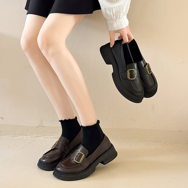 Damen modische Loafer mit dekorativem Schnallenakzent R&B