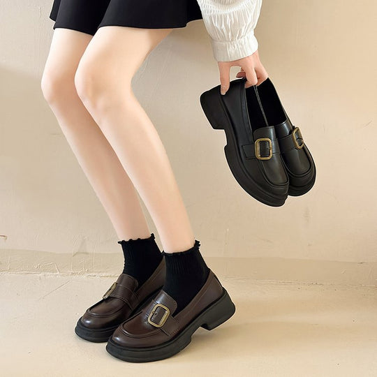 Damen modische Loafer mit dekorativem Schnallenakzent R&B