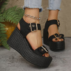 Damen Sportliche Plateau-Sandalen mit verstellbaren Riemen R&B