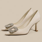 Damen elegante Stiletto-Pumps mit funkelnder Strass-Schnalle R&B
