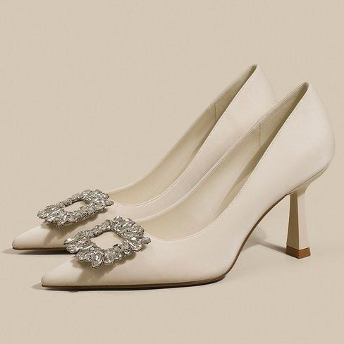 Damen elegante Stiletto-Pumps mit funkelnder Strass-Schnalle R&B