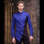 Herren Modern Asymmetrisches Button-Up Hemd R&B