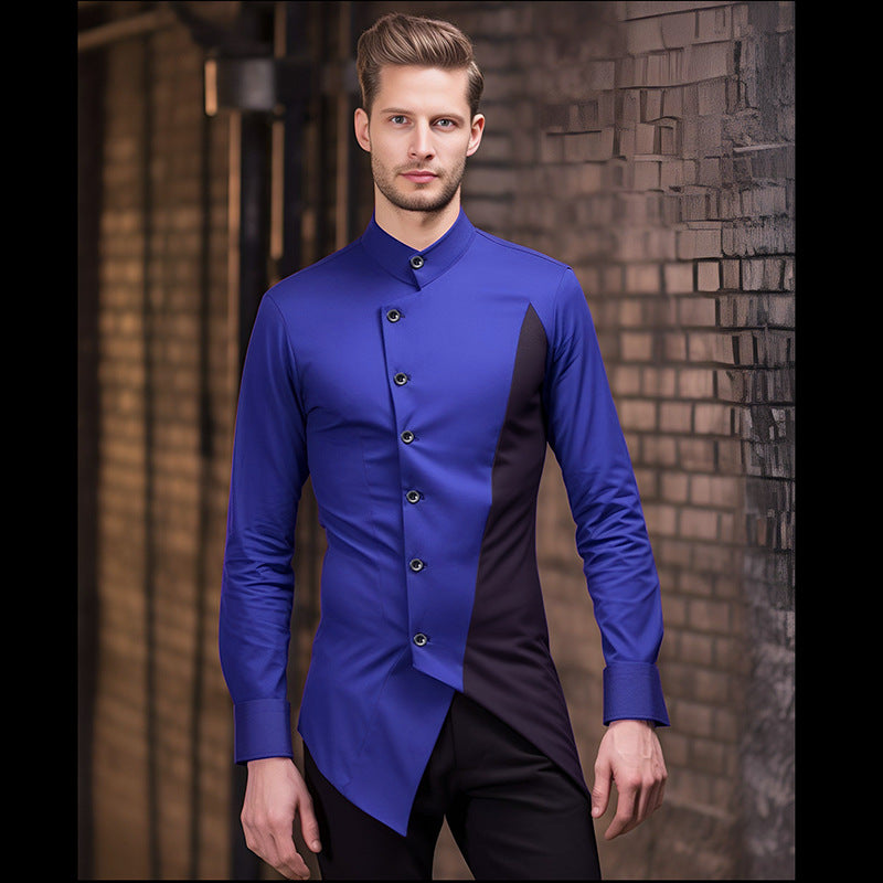 Herren kreatives Businesshemd mit asymmetrischem Design und modischen Akzenten