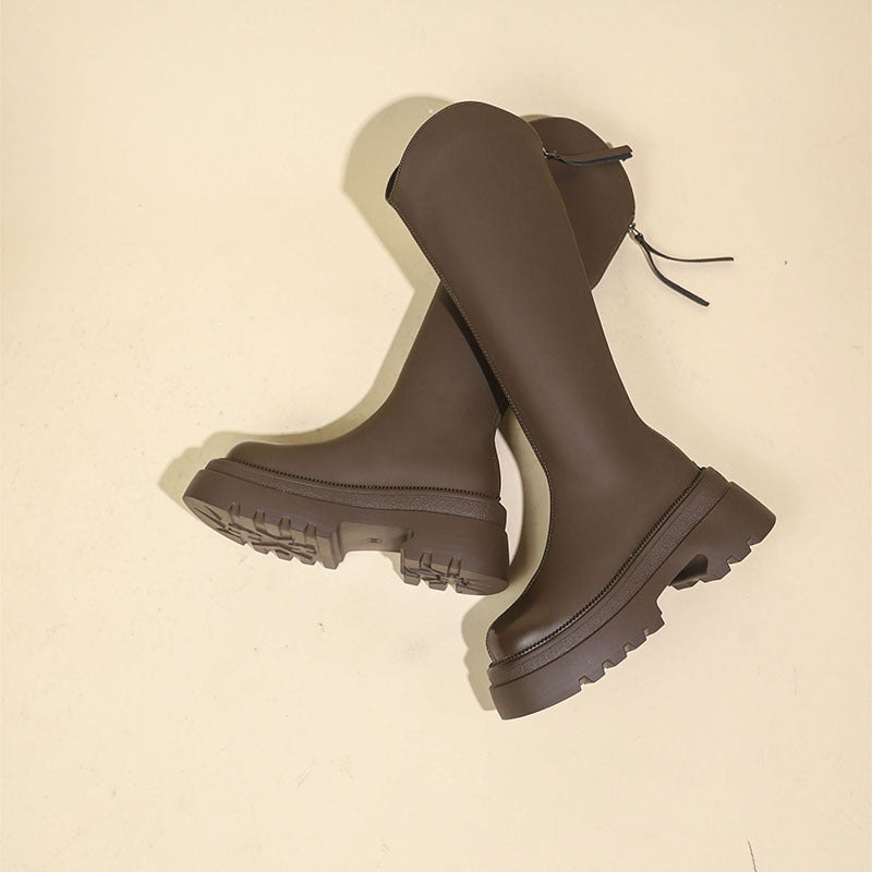 Damen kniehohe Stiefel mit elegantem Schnitt und robuster Sohle R&B