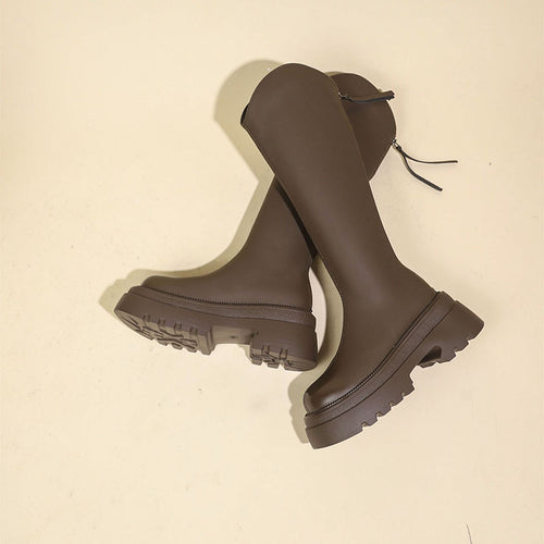 Damen kniehohe Stiefel mit elegantem Schnitt und robuster Sohle R&B