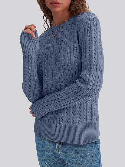 Damen Grobstrickpullover mit Zopfdesign und langen Ärmeln R&B
