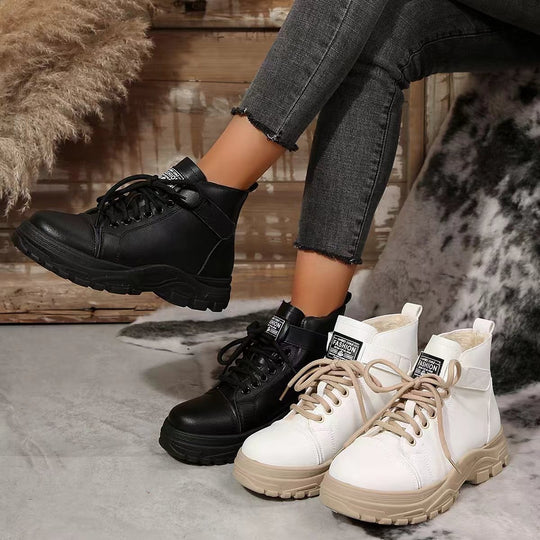 Damen Modische Schnürboots mit stabiler Sohle und praktischem Klettverschluss R&B