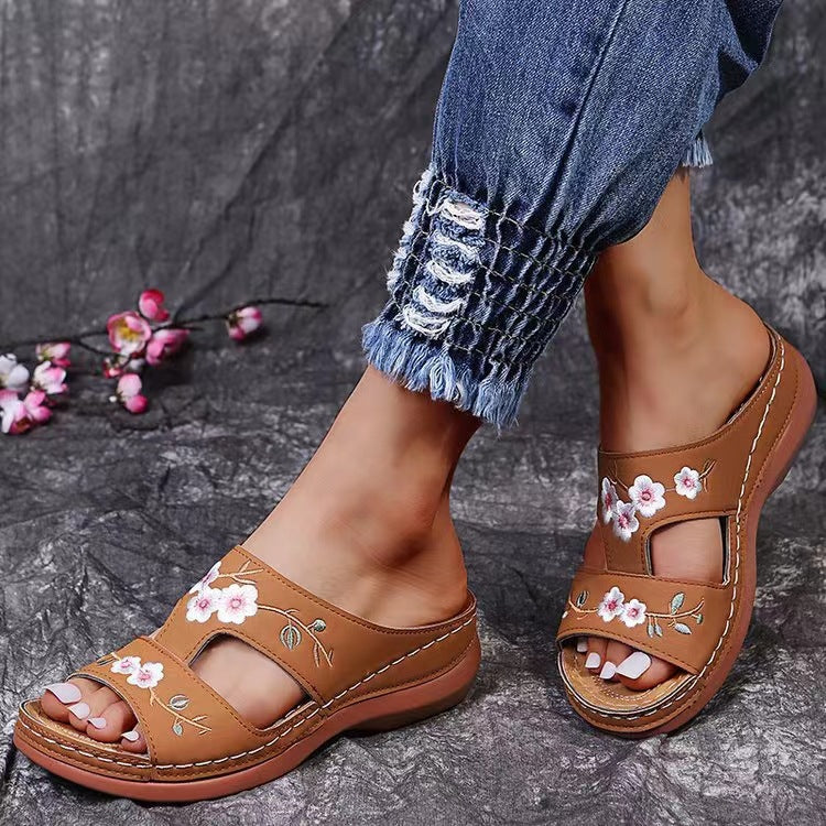 Damen Floral verzierte Hausschuhe R&B