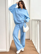 Damen Sweat-Set mit lässigem Schnitt und hohem Kragen R&B