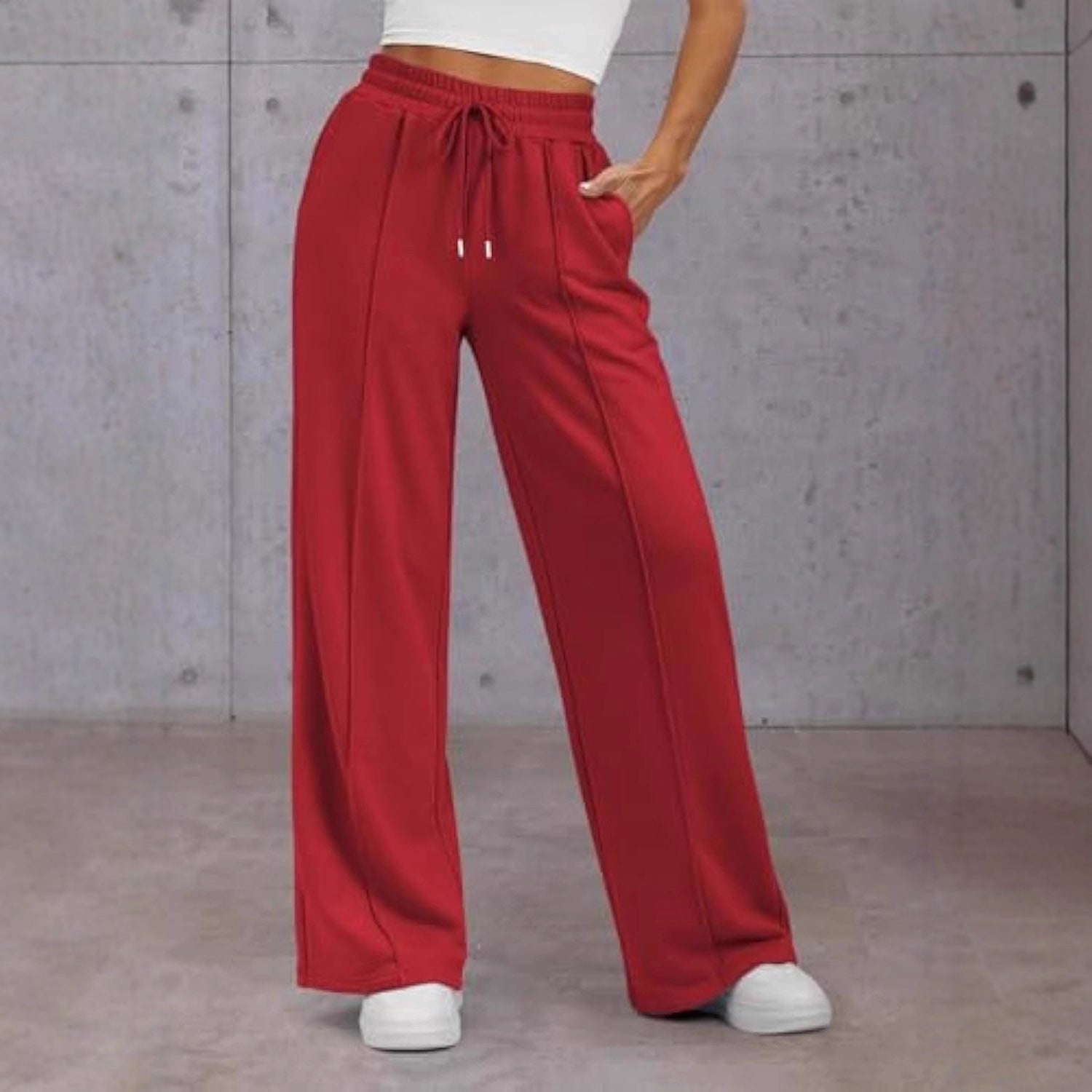 Damen Komfortable Weite Sweatpants mit elastischem Bund und praktischen Taschen R&B