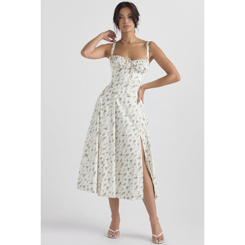 Damen Maxikleid mit floralem Design und elegantem Schlitz R&B