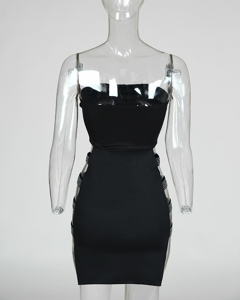 Damen figurbetontes Minikleid mit transparenten Seiteneinsätzen R&B