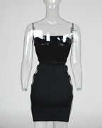 Damen figurbetontes Minikleid mit transparenten Seiteneinsätzen R&B