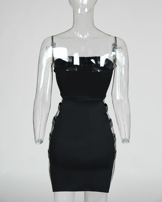 Damen figurbetontes Minikleid mit transparenten Seiteneinsätzen R&B