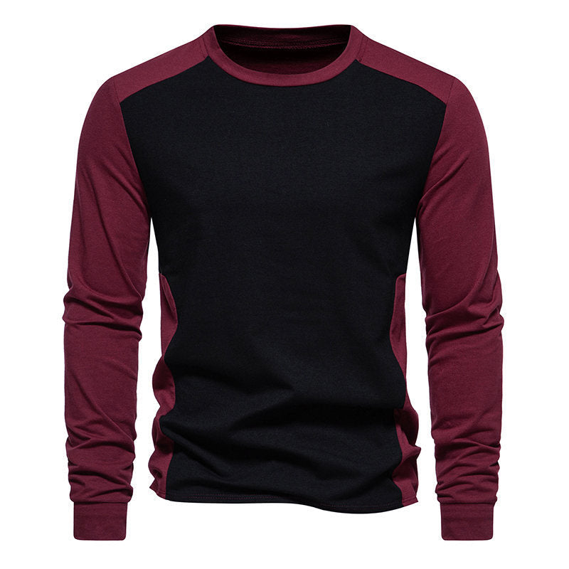 Herren Langarm-T-Shirt mit kontrastierenden Ärmeln und bequemer Passform