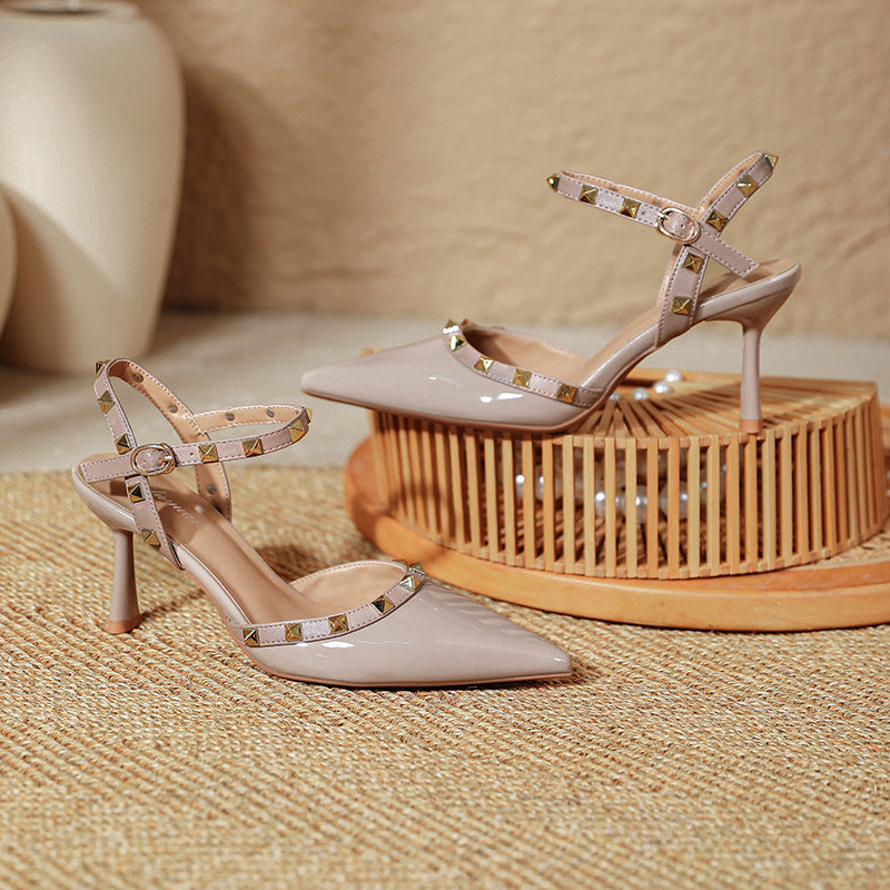 Damen stilvolle Slingback-Pumps mit dekorativen Nieten R&B