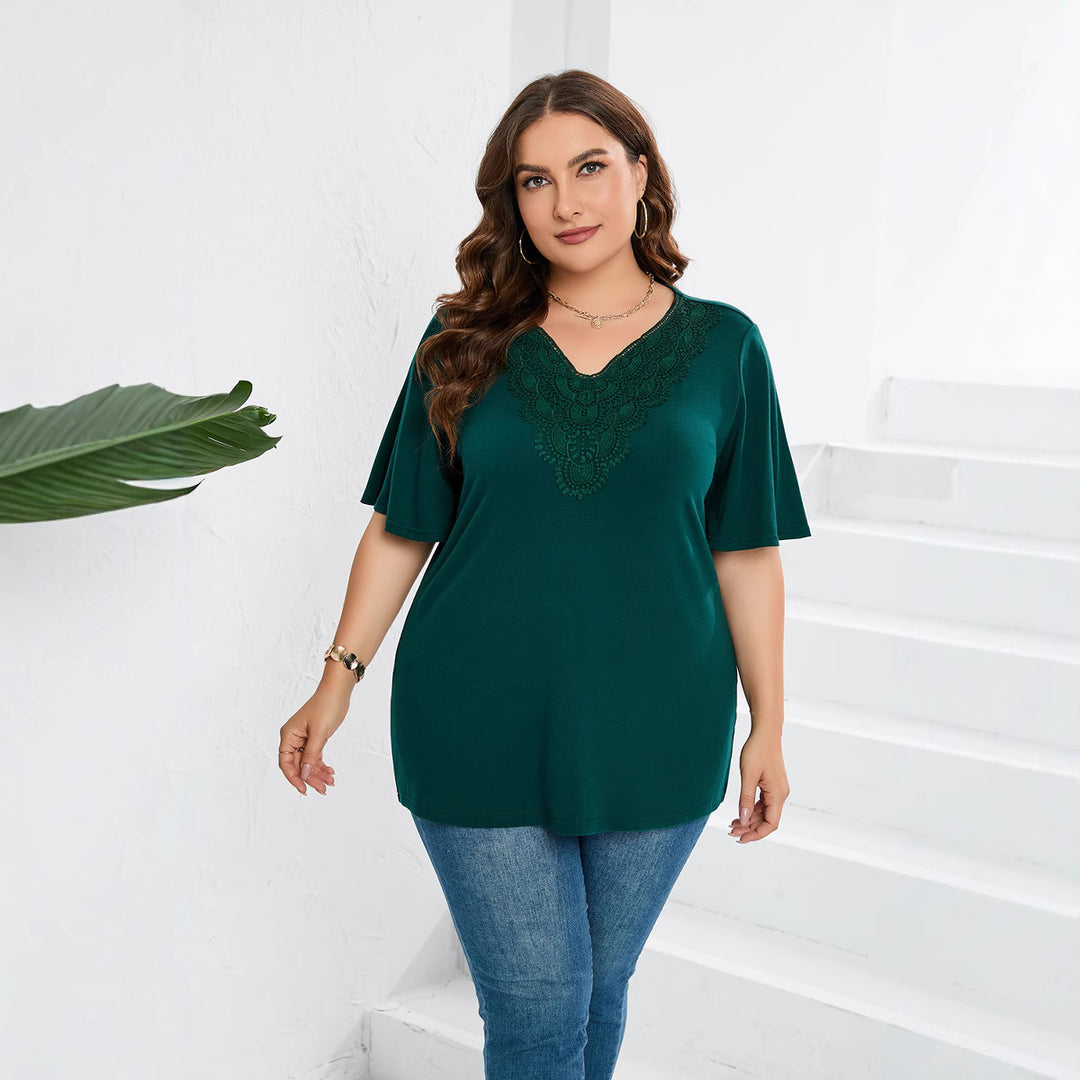 Damen Blusenshirt mit eleganter Lochstickerei und weit geschnittenen Ärmeln R&B
