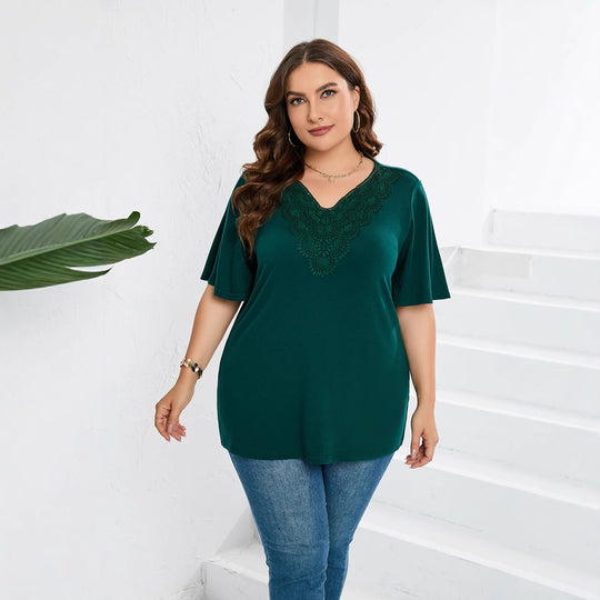 Damen Blusenshirt mit eleganter Lochstickerei und weit geschnittenen Ärmeln R&B