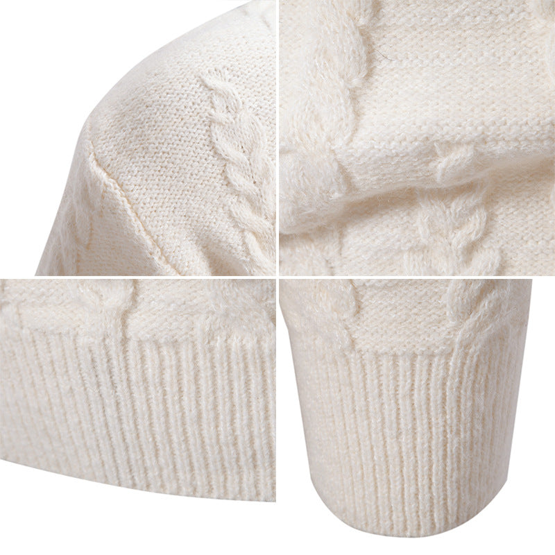 Herren Strickpullover mit klassischem Zopfdesign und hohem Kragen R&B